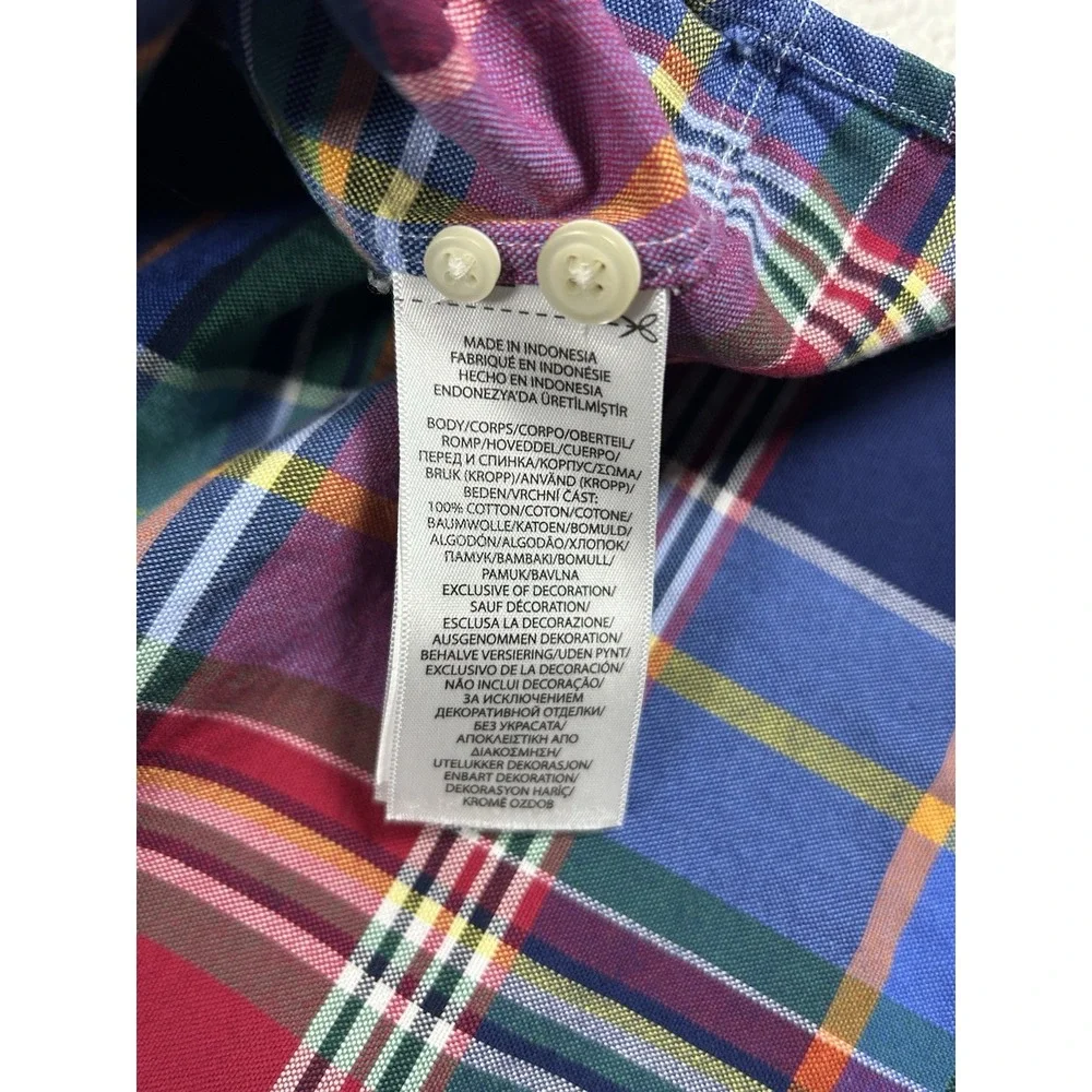 Polo Ralph Lauren Shirt Men's Large Multicolor‎ Plaid Short Sleeve Flesh Pony